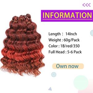 Deep Wavy Crochet Hair 14 Inch Red